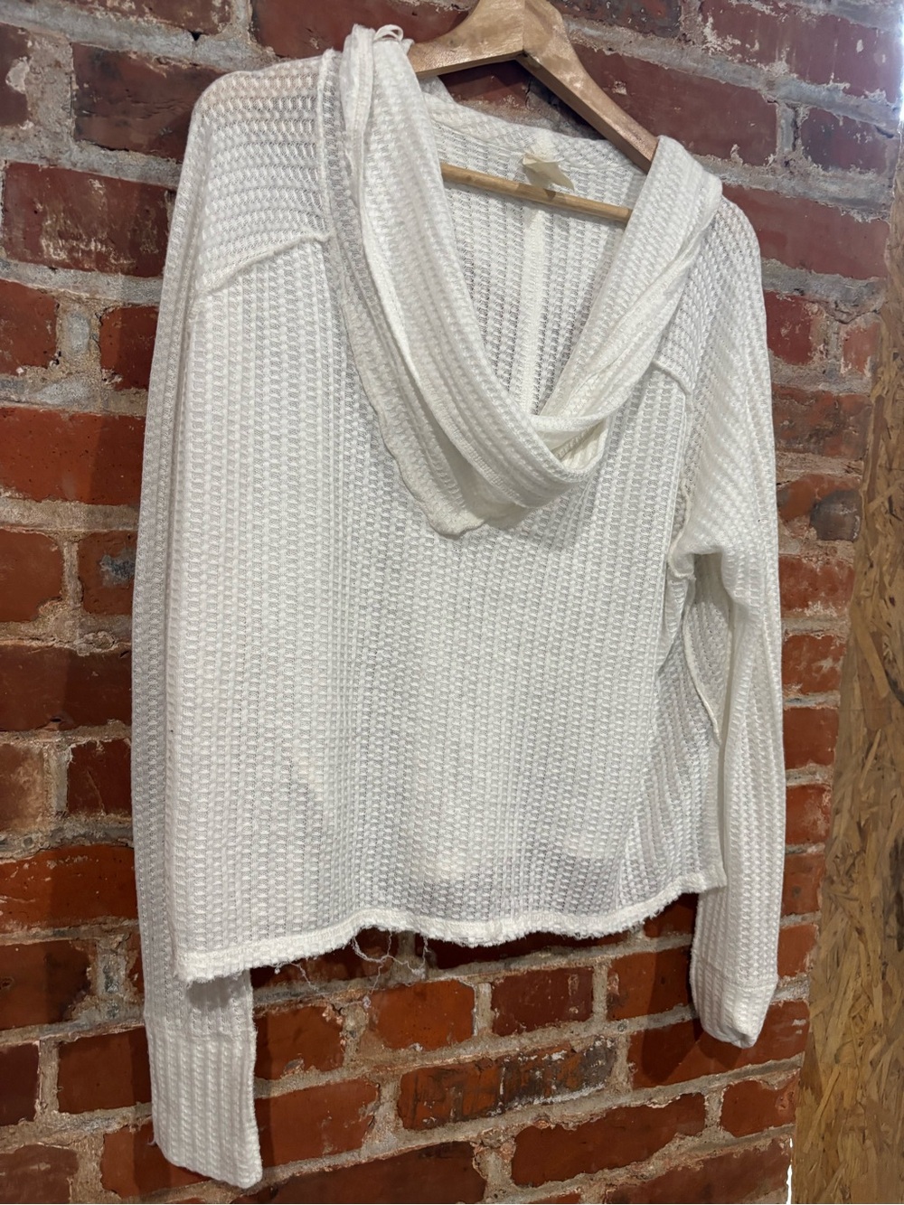 We The Free Cream Knit Hooded Turtleneck Sweater